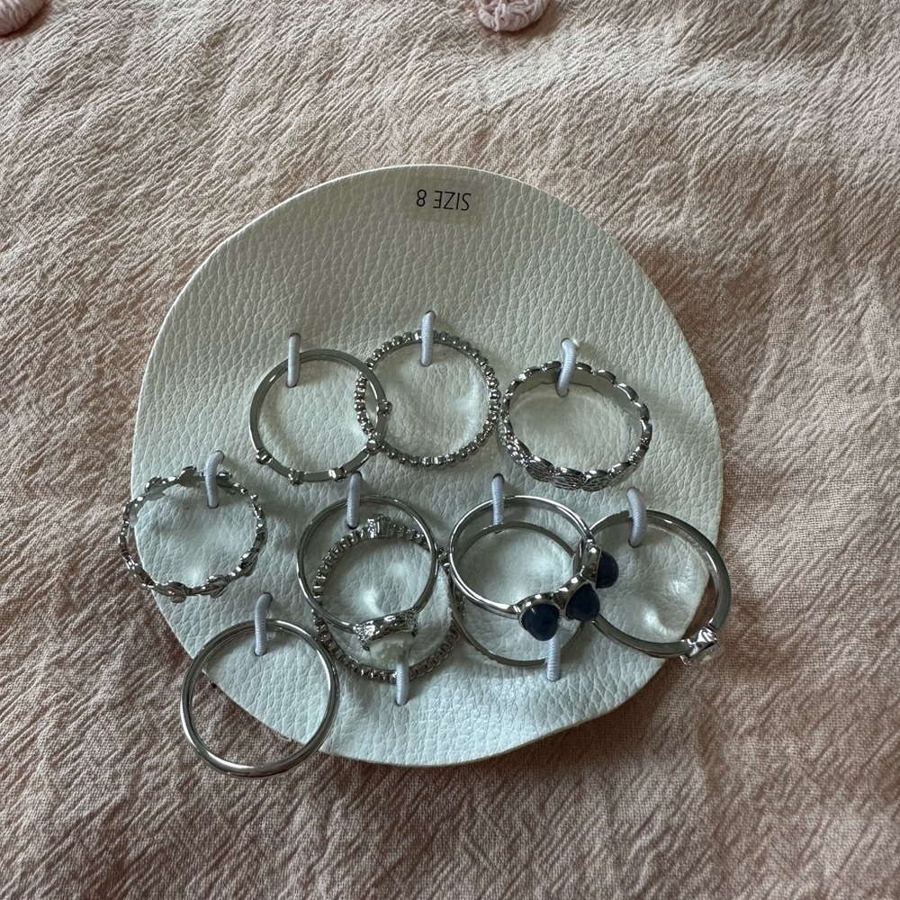 Francesca's Collections Silver Crescent Moon Rings